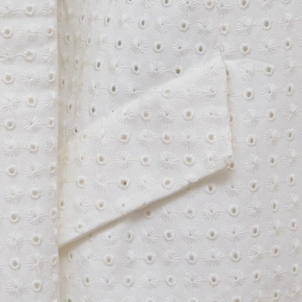 VALENTINO NWT White Eyelet Cotton Blend Blazer Jacket Italy Size 6 - Picture 13 of 17